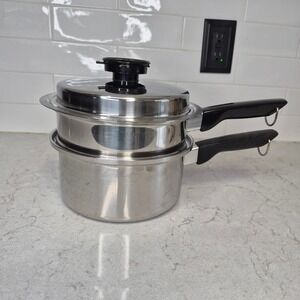 Society Temp-Tone Double Boiler Steamer Pot Stainless Steel 8 Inch USA